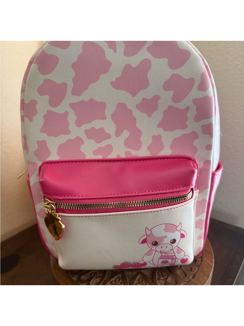 Strawberry Milk Mini Cow Print Backpack Hot Topic - Picture 2 of 7